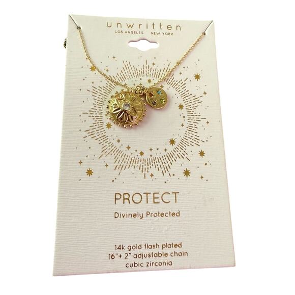 Unwritten Divinely Protected 14K Gold Flash Plated Necklace NEW - Picture 1 of 4